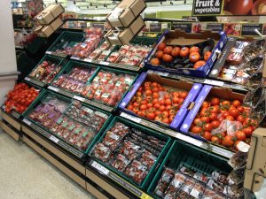 Produce lowered displays Tesco