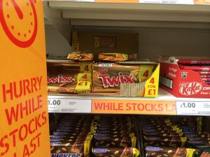 4 Twix for £1 - PMP (price marked pack).