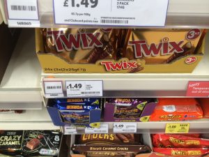 4 pack Twix - £1.49.