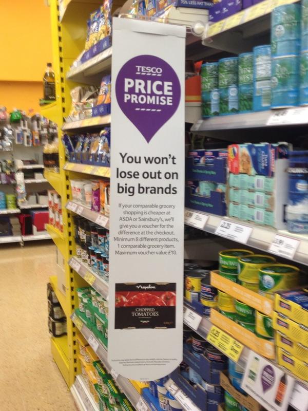 Price Promise at Tesco - own label and brand. 