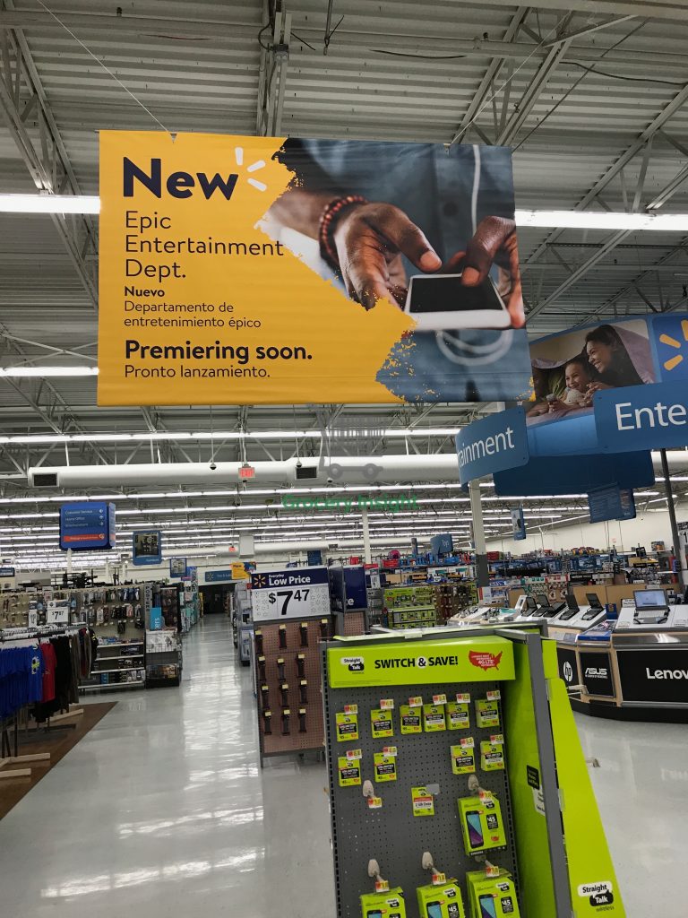 Refit signage at Wal-Mart, with various counters and categories remodelled.