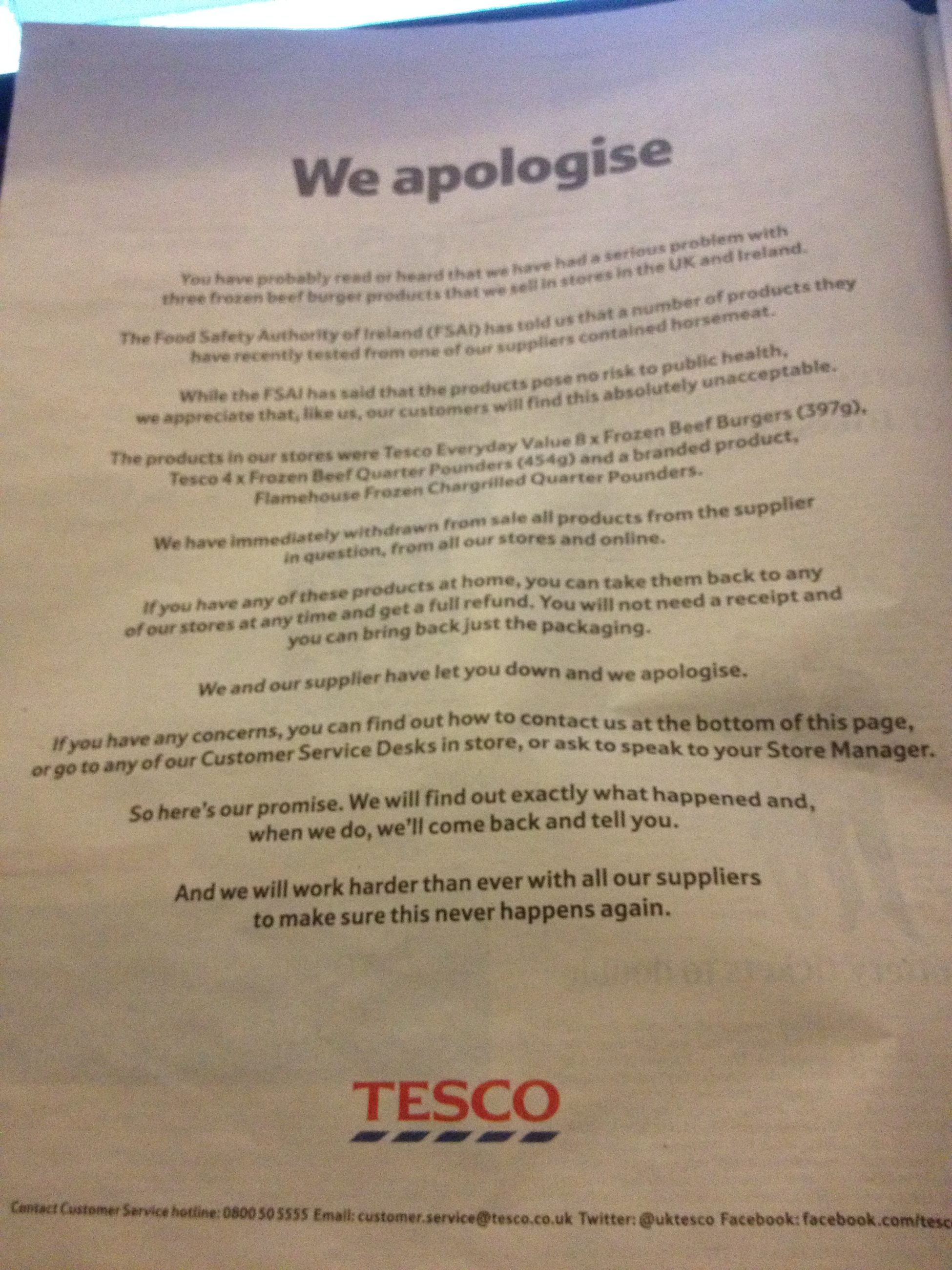 Tesco Press ad horse meat